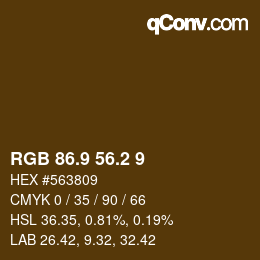 Color code: RGB 86.9 56.2 9 | qconv.com