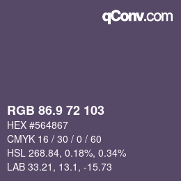 Color code: RGB 86.9 72 103 | qconv.com