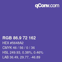 カラーコード: RGB 86.9 72 162 | qconv.com