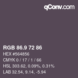 Color code: RGB 86.9 72 86 | qconv.com