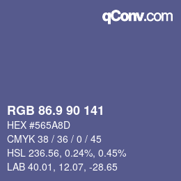 カラーコード: RGB 86.9 90 141 | qconv.com