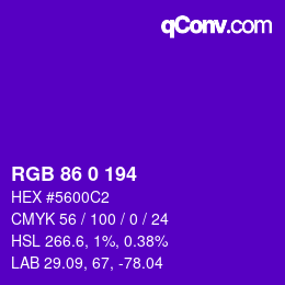 Color code: RGB 86 0 194 | qconv.com