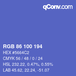 カラーコード: RGB 86 100 194 | qconv.com