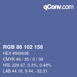 Color code: RGB 86 102 158 | qconv.com