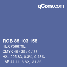 Color code: RGB 86 103 158 | qconv.com