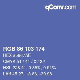 Color code: RGB 86 103 174 | qconv.com