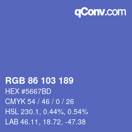 カラーコード: RGB 86 103 189 | qconv.com