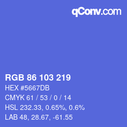 Color code: RGB 86 103 219 | qconv.com