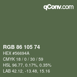 カラーコード: RGB 86 105 74 | qconv.com