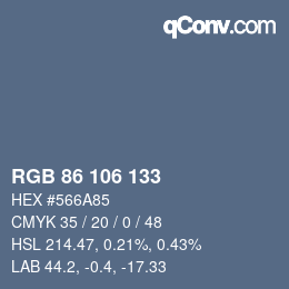 颜色代码: RGB 86 106 133 | qconv.com