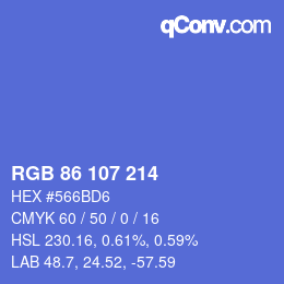 カラーコード: RGB 86 107 214 | qconv.com