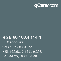 カラーコード: RGB 86 108.4 114.4 | qconv.com