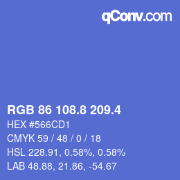 カラーコード: RGB 86 108.8 209.4 | qconv.com