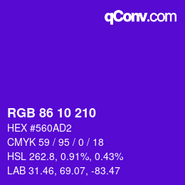 颜色代码: RGB 86 10 210 | qconv.com