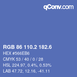 カラーコード: RGB 86 110.2 182.6 | qconv.com