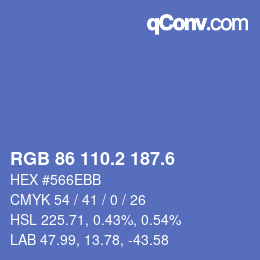 カラーコード: RGB 86 110.2 187.6 | qconv.com