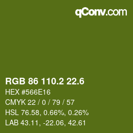 カラーコード: RGB 86 110.2 22.6 | qconv.com