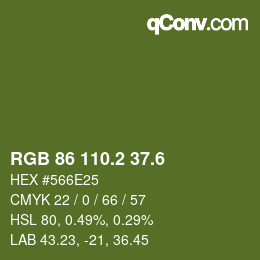 カラーコード: RGB 86 110.2 37.6 | qconv.com