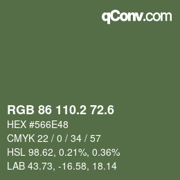 カラーコード: RGB 86 110.2 72.6 | qconv.com