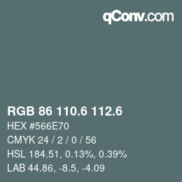 カラーコード: RGB 86 110.6 112.6 | qconv.com
