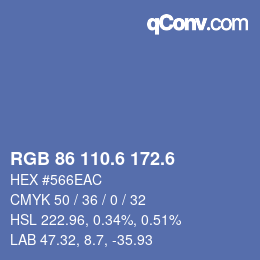 カラーコード: RGB 86 110.6 172.6 | qconv.com