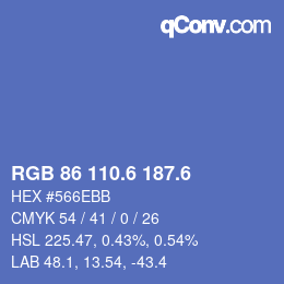 カラーコード: RGB 86 110.6 187.6 | qconv.com