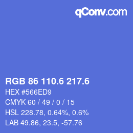 カラーコード: RGB 86 110.6 217.6 | qconv.com