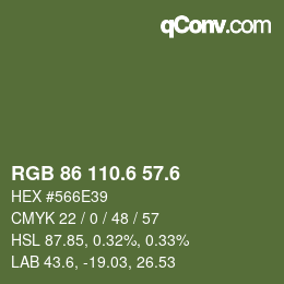 カラーコード: RGB 86 110.6 57.6 | qconv.com