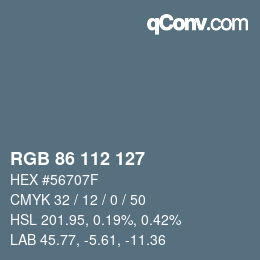 Color code: RGB 86 112 127 | qconv.com