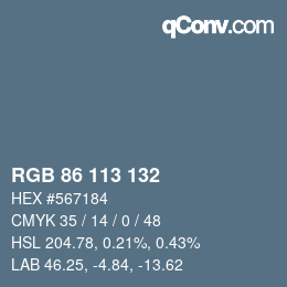 颜色代码: RGB 86 113 132 | qconv.com