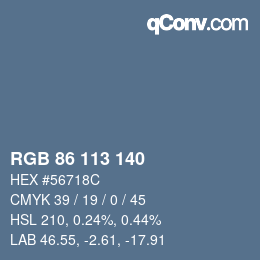 Color code: RGB 86 113 140 | qconv.com