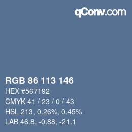 颜色代码: RGB 86 113 146 | qconv.com