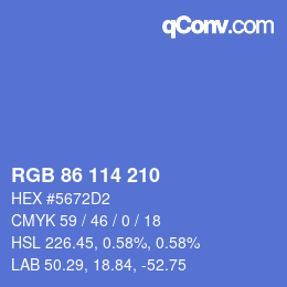 カラーコード: RGB 86 114 210 | qconv.com