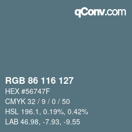 Color code: RGB 86 116 127 | qconv.com