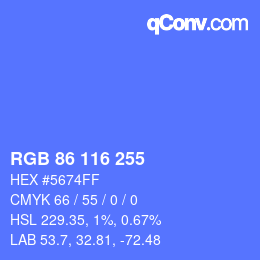 カラーコード: RGB 86 116 255 | qconv.com