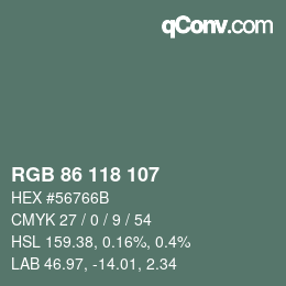 Farbcode: RGB 86 118 107 | qconv.com