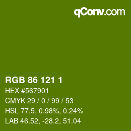 Color code: RGB 86 121 1 | qconv.com