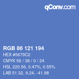 Color code: RGB 86 121 194 | qconv.com