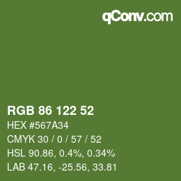 Farbcode: RGB 86 122 52 | qconv.com