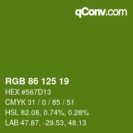 カラーコード: RGB 86 125 19 | qconv.com