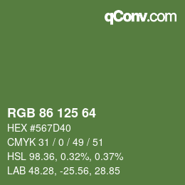 Código de color: RGB 86 125 64 | qconv.com
