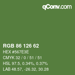 Farbcode: RGB 86 126 62 | qconv.com
