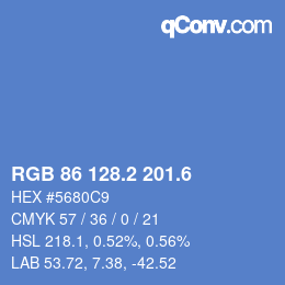 カラーコード: RGB 86 128.2 201.6 | qconv.com