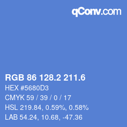 カラーコード: RGB 86 128.2 211.6 | qconv.com