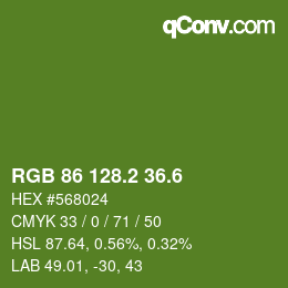 カラーコード: RGB 86 128.2 36.6 | qconv.com