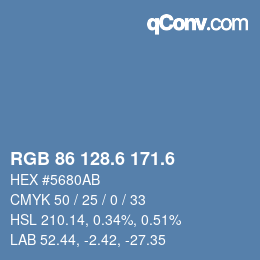 カラーコード: RGB 86 128.6 171.6 | qconv.com