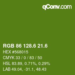 カラーコード: RGB 86 128.6 21.6 | qconv.com