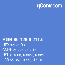 カラーコード: RGB 86 128.6 211.6 | qconv.com