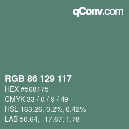 Color code: RGB 86 129 117 | qconv.com