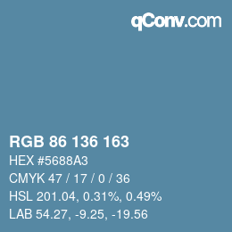 Color code: RGB 86 136 163 | qconv.com